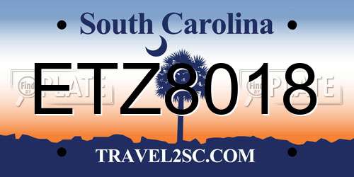 ETZ8018 South Carolina License Plate