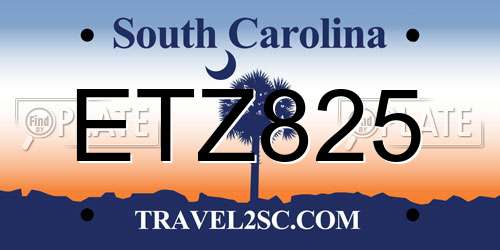 ETZ825 South Carolina License Plate