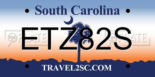 ETZ82S South Carolina License Plate