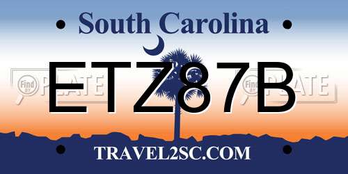 ETZ87B South Carolina License Plate