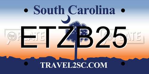ETZB25 South Carolina License Plate
