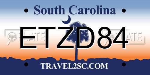 ETZD84 South Carolina License Plate