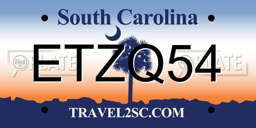 ETZQ54 South Carolina License Plate