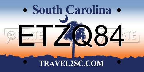 ETZQ84 South Carolina License Plate