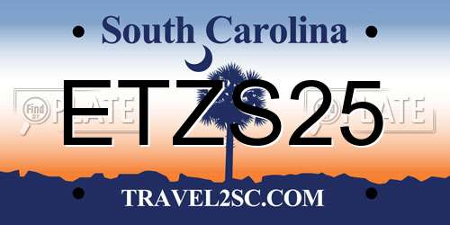 ETZS25 South Carolina License Plate