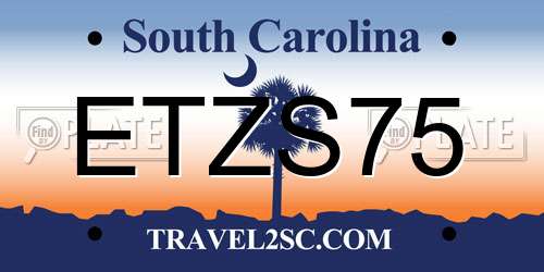 ETZS75 South Carolina License Plate