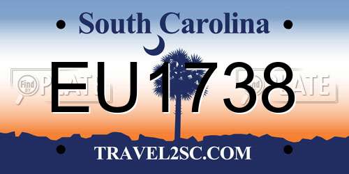 EU1738 South Carolina License Plate