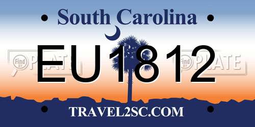 EU1812 South Carolina License Plate