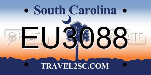 EU3088 South Carolina License Plate
