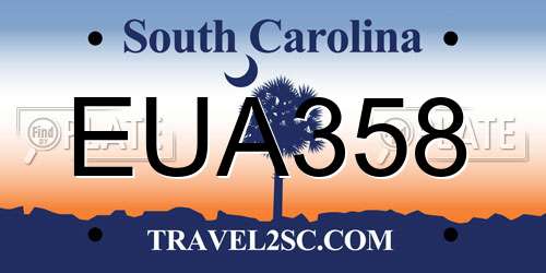 EUA358 South Carolina License Plate