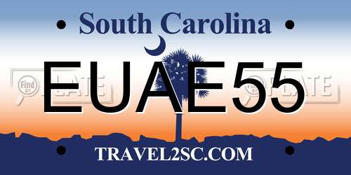 EUAE55 South Carolina License Plate