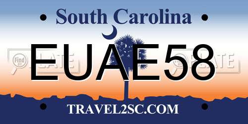 EUAE58 South Carolina License Plate