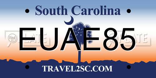 EUAE85 South Carolina License Plate