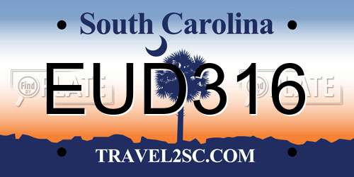 EUD316 South Carolina License Plate