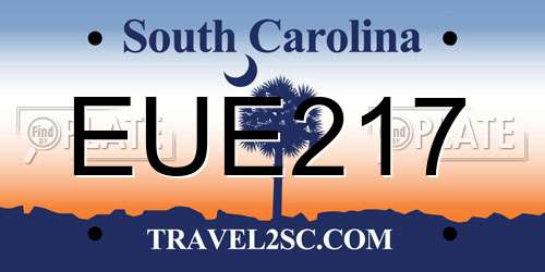 EUE217 South Carolina License Plate