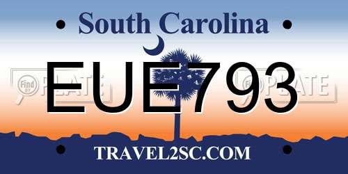 EUE793 South Carolina License Plate