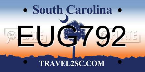 EUG792 South Carolina License Plate
