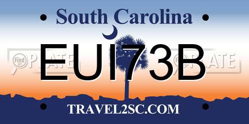 EUI73B South Carolina License Plate