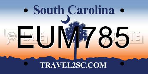 EUM785 South Carolina License Plate