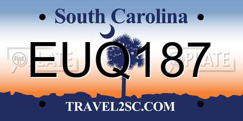 EUQ187 South Carolina License Plate
