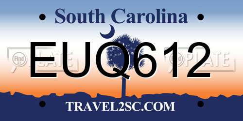 EUQ612 South Carolina License Plate