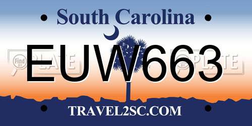 EUW663 South Carolina License Plate