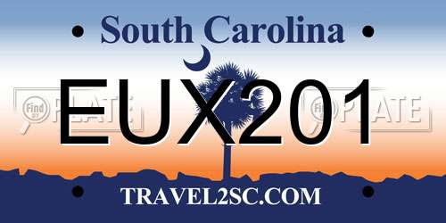 EUX201 South Carolina License Plate
