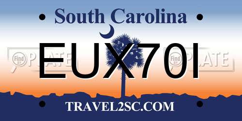 EUX70I South Carolina License Plate