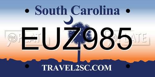 EUZ985 South Carolina License Plate