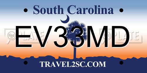 EV33MD South Carolina License Plate