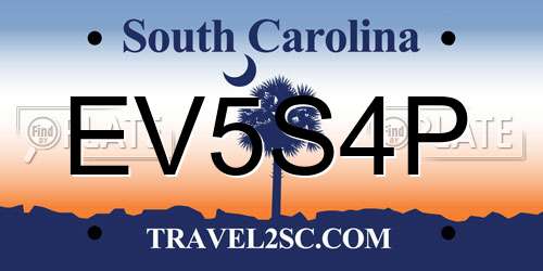 EV5S4P South Carolina License Plate