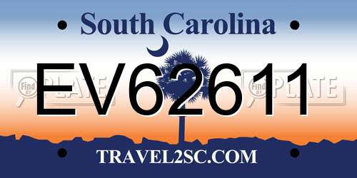 EV62611 South Carolina License Plate