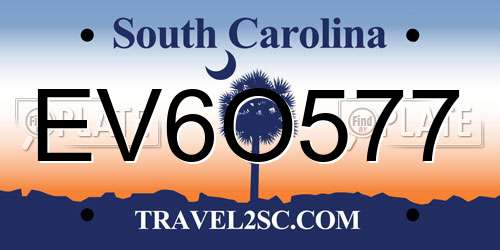 EV6O577 South Carolina License Plate