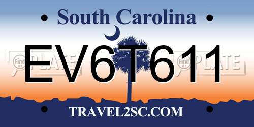 EV6T611 South Carolina License Plate