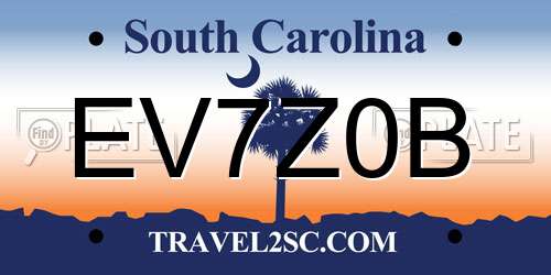 EV7Z0B South Carolina License Plate