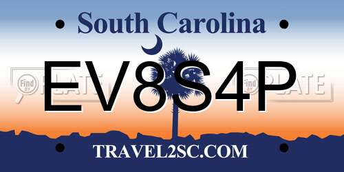EV8S4P South Carolina License Plate