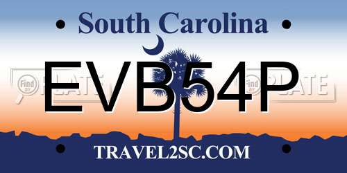 EVB54P South Carolina License Plate