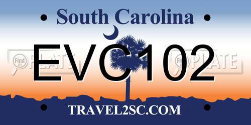 EVC102 South Carolina License Plate