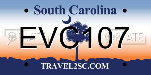 EVC107 South Carolina License Plate