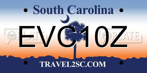 EVC10Z South Carolina License Plate