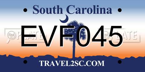 EVF045 South Carolina License Plate