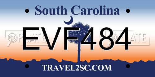EVF484 South Carolina License Plate