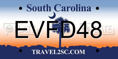 EVFD48 South Carolina License Plate