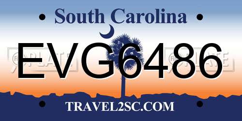 EVG6486 South Carolina License Plate