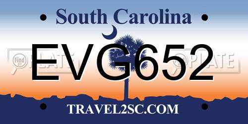 EVG652 South Carolina License Plate