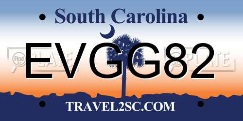 EVGG82 South Carolina License Plate