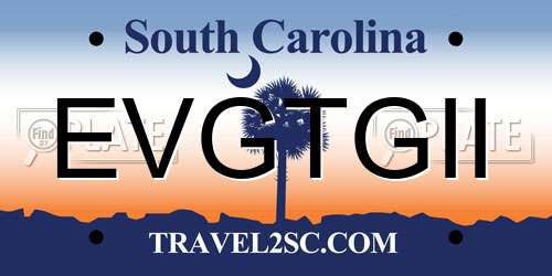 EVGTGII South Carolina License Plate