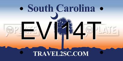 EVI14T South Carolina License Plate