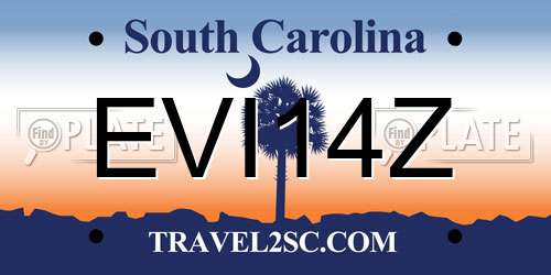 EVI14Z South Carolina License Plate