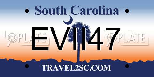EVII47 South Carolina License Plate